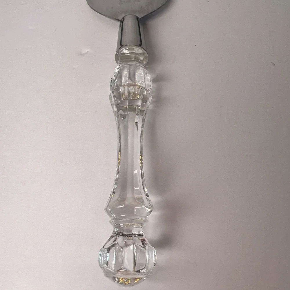 Vintage Fostoria No 50052 Lead Crystal Stainless Steel Cake Server Made in USA